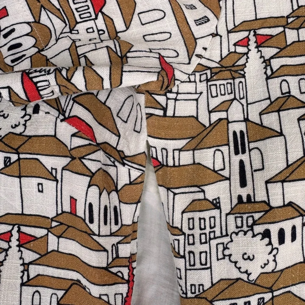 Anthropologie Porridge Short-Sleeve Crew-Neck Linen Printed Mini Dress - Picture 5 of 7